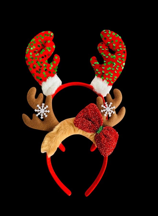 PartyToko 2pcs Christmas Headbands Adorable Luminous Hair Hoops Headdress Santa Claus Snowman Headband for Christmas Costume and Decoration - Pack of 2pcs - Image 2